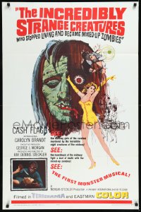 1a1251 INCREDIBLY STRANGE CREATURES 1sh 1963 Teenage Psycho Meets Bloody Mary, great art!