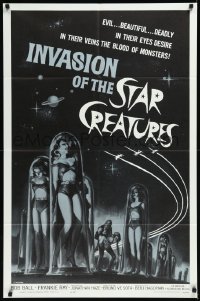 1a1254 INVASION OF THE STAR CREATURES 1sh 1962 evil, beautiful, monster blood in their veins!