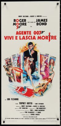 1a1724 LIVE & LET DIE Italian locandina R1970s art of Roger Moore as James Bond & sexy tarot cards!