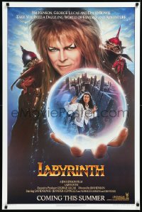 1a1266 LABYRINTH teaser 1sh 1986 Jim Henson, art of David Bowie & Jennifer Connelly by Chorney!