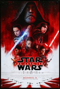 1a2558 LAST JEDI advance DS 1sh 2017 Star Wars, incredible sci-fi image of Hamill, Driver & Ridley!