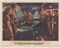 1a0802 FORBIDDEN PLANET LC #4 1956 Anne Francis & Leslie Nielsen watch Robby the Robot at controls!