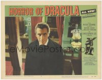 1a0814 HORROR OF DRACULA LC #4 1958 best close up of smiling Christopher Lee as the vampire Count!