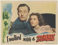 1a0820 I WALKED WITH A ZOMBIE LC 1943 Lewton & Tourneur, best close up of Tom Conway & Frances Dee!