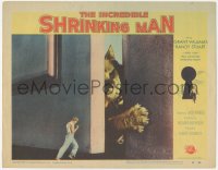 1a0821 INCREDIBLE SHRINKING MAN LC #4 1957 great fx image of tiny man shutting door on giant cat!