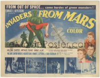 1a0727 INVADERS FROM MARS TC 1953 classic, art of hordes of green monsters from outer space!