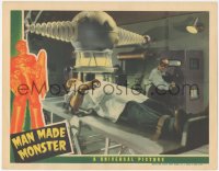 1a0841 MAN MADE MONSTER LC 1941 Lionel Atwill turns on machine with Lon Chaney Jr. on table in lab!