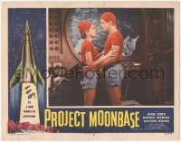 1a0857 PROJECT MOONBASE LC #8 1953 Robert Heinlein, c/u of lovers in wacky outfits in spaceship!