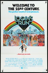 1a1274 LOGAN'S RUN 1sh 1976 art of Michael York & Jenny Agutter running away by Charles Moll!