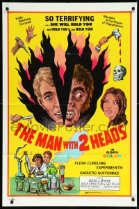 1a1285 MAN WITH TWO HEADS 1sh 1972 William Mishkin horror, shudder in the house of degradation!