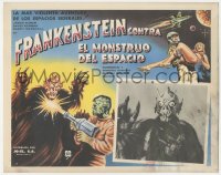 1a0465 FRANKENSTEIN MEETS THE SPACE MONSTER Mexican LC 1965 great monster close up + border art!