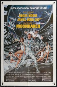 1a1294 MOONRAKER 1sh 1979 art of Roger Moore as James Bond & sexy ladies by Goozee!