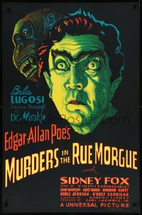 1a2319 MURDERS IN THE RUE MORGUE S2 poster 2000 great horror art of spookiest Bela Lugosi & ape!