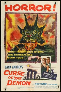 1a1308 NIGHT OF THE DEMON 1sh 1957 Jacques Tourneur, monster from Hell, Curse of the Demon!