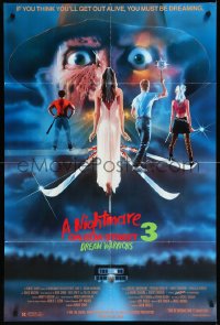 1a1312 NIGHTMARE ON ELM STREET 3 1sh 1987 cool horror art of Freddy Krueger by Matthew Peak!