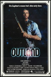 1a1319 OUTLAND 1sh 1981 Sean Connery posing with shotgun is the only law on Jupiter's moon!