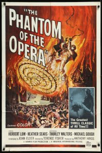 1a1321 PHANTOM OF THE OPERA 1sh 1962 Hammer horror, Herbert Lom, cool art by Reynold Brown!