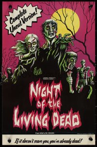 1a1835 NIGHT OF THE LIVING DEAD 11x17 special poster R1978 George Romero zombie classic, New Line!