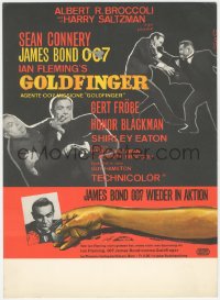 1a0480 GOLDFINGER 10x13 Swiss poster 1964 three images of Sean Connery as James Bond, different!