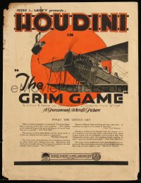 1a0517 GRIM GAME 4pg trade ad 1919 many images of Harry Houdini performing his own stunts, ultra rare!