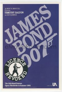 1a0520 LICENCE TO KILL trade ad 1989 Dalton as James Bond, has the working title License Revoked!