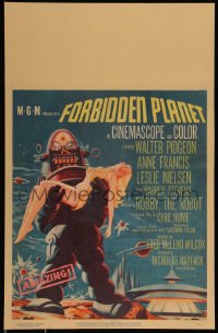 1a0234 FORBIDDEN PLANET WC 1956 classic art of Robby the Robot carrying sexy Anne Francis, rare!