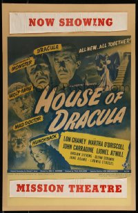 1a0238 HOUSE OF DRACULA WC 1945 Wolfman Lon Chaney Jr., Frankenstein Glenn Strange, very rare!