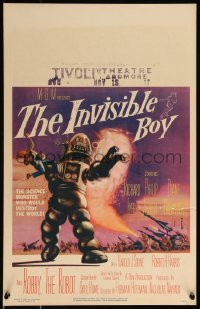 1a0239 INVISIBLE BOY WC 1957 Robby the Robot, who would destroy the world, Mort Kunstler art, rare!