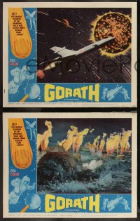 1a0936 GORATH 8 LCs 1964 great scenes from Ishiro Honda's Yosei Gorasu, ultra rare complete set!