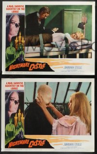 1a0968 NIGHTMARE CASTLE 8 LCs 1966 Gli Amanti d'Oltretomba, Barbara Steele, Laurence Clift!