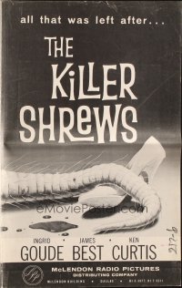 1a0640 KILLER SHREWS/GIANT GILA MONSTER pressbook 1959 great monster artwork, sci-fi double-bill!