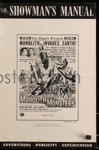 1a0646 MONOLITH MONSTERS pressbook 1957 classic Reynold Brown sci-fi art of living skyscrapers!