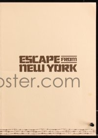 1a0512 ESCAPE FROM NEW YORK screening program 1981 John Carpenter, title, credits, production notes!