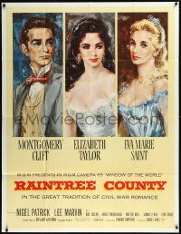 1b0177 RAINTREE COUNTY 2sh 1957 art of Montgomery Clift, Elizabeth Taylor & Eva Marie Saint, rare!