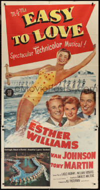 1b0460 EASY TO LOVE 3sh 1953 sexy swimmer Esther Williams stands on Van Johnson & Tony Martin!