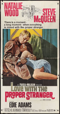 1b0477 LOVE WITH THE PROPER STRANGER 3sh 1964 romantic close up of Natalie Wood & Steve McQueen!