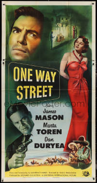 1b0481 ONE WAY STREET 3sh 1950 James Mason, full-length sexy Marta Toren, Dan Duryea with gun!