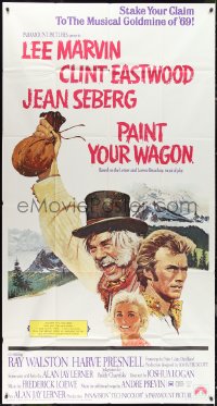 1b0483 PAINT YOUR WAGON 3sh 1969 Ron Lesser art of Clint Eastwood, Lee Marvin & pretty Jean Seberg!