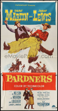 1b0486 PARDNERS 3sh 1956 great full-length image of cowboys Jerry Lewis & Dean Martin, rare!