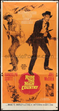 1b0492 RIDE THE HIGH COUNTRY 3sh 1962 Randolph Scott & Joel McCrea, showdown in the High Sierra!