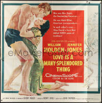 1b0218 LOVE IS A MANY-SPLENDORED THING 6sh 1955 art of William Holden & Jennifer Jones, ultra rare!