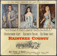 1b0222 RAINTREE COUNTY 6sh 1957 art of Montgomery Clift, Elizabeth Taylor & Eva Marie Saint, rare!