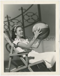 1b2238 DEANNA DURBIN 8x10.25 still 1938 studio portrait sitting in beach chair with beach ball!