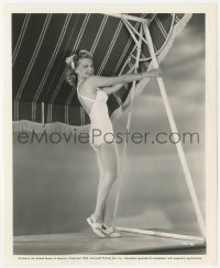 1b2250 ELYSE KNOX 8.25x10 still 1943 Universal studio portrait in sexy swimsuit under shade!