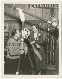 1b2267 FURY candid 8x10 still 1936 Sylvia Sidney & director Fritz Lang with boom microphone on set!