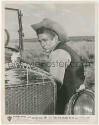 1b2273 GIANT 8x10.25 still 1956 great close up of James Dean smoking by car, George Stevens classic!