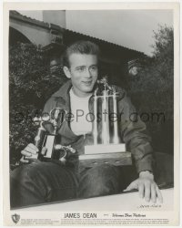 1b2300 JAMES DEAN 8x10.25 still 1950s great portrait of the Hollywood legend w/car racing trophies!