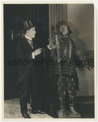 1b2377 SESSUE HAYAKAWA 7.75x9.5 still 1923 in tuxedo & hat by 15th century Japanese knight statue!