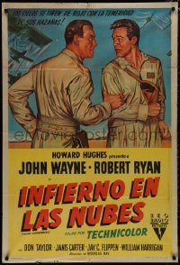 1b0305 FLYING LEATHERNECKS Argentinean 1951 art of pilots John Wayne & Robert Ryan, Howard Hughes