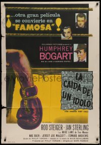 1b0312 HARDER THEY FALL Argentinean 1957 Humphrey Bogart, Rod Steiger & boxer Mike Lane!